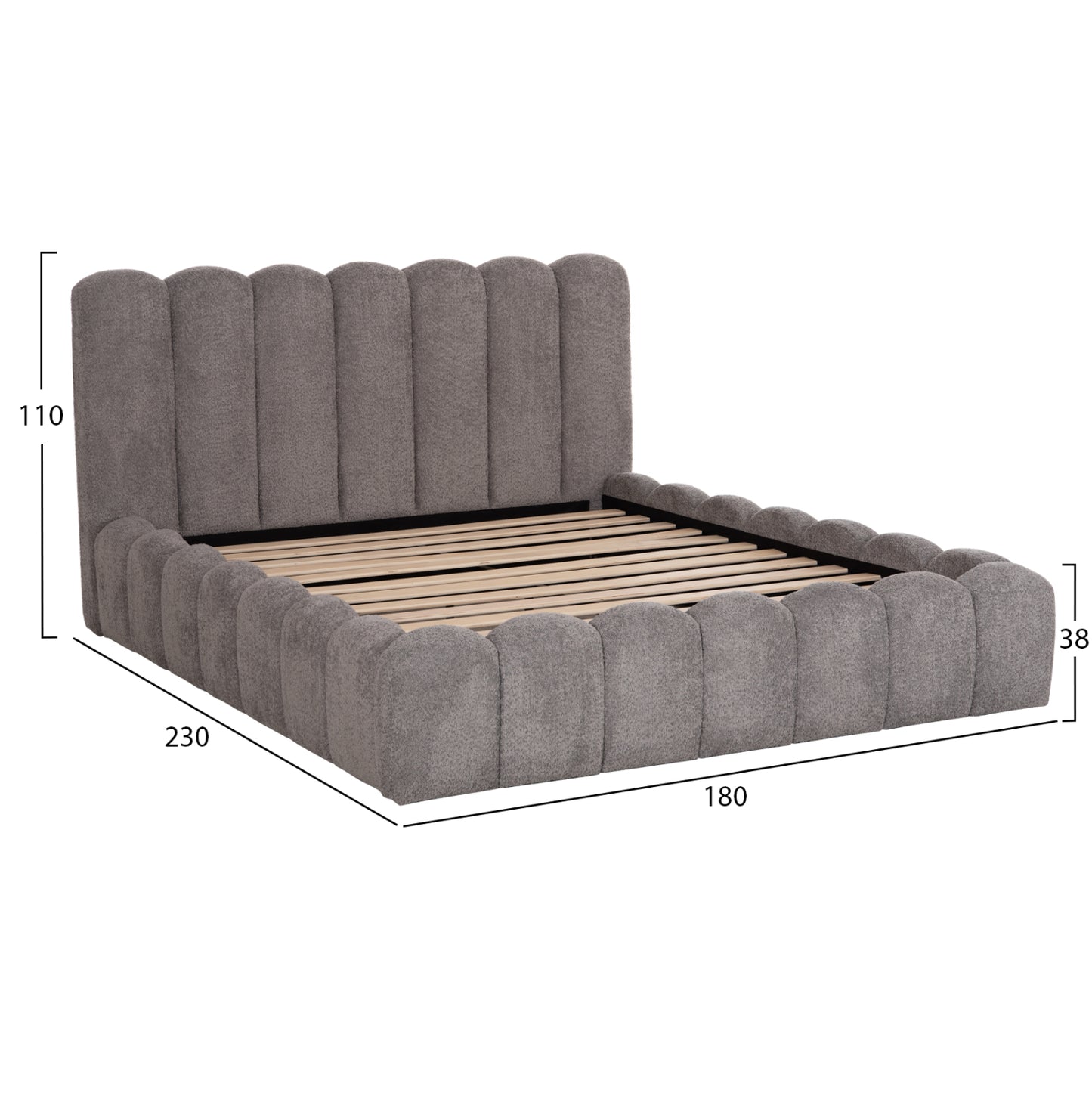 DOUBLE BED MARIUS HM759.01 GREY CHENILLE FABRIC--FOR MATTRESS 160x200cm.