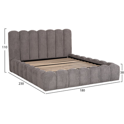 DOUBLE BED MARIUS HM759.01 GREY CHENILLE FABRIC--FOR MATTRESS 160x200cm.