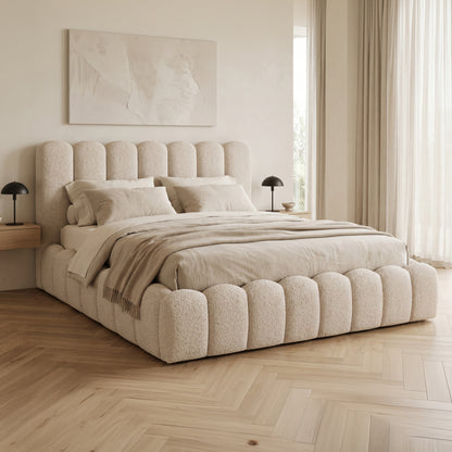 DOUBLE BED MARIUS HM759.03 BEIGE CHENILLE FABRIC--FOR MATTRESS 160x200cm.