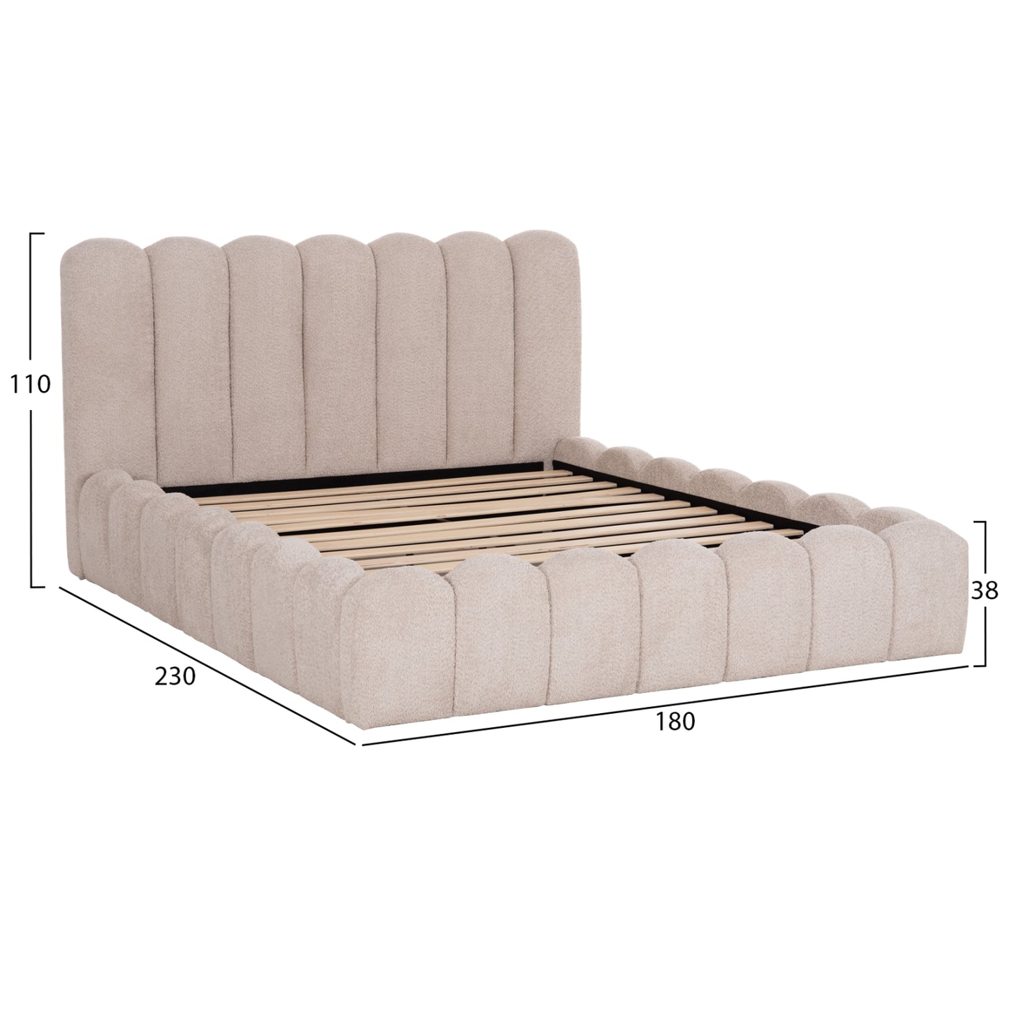DOUBLE BED MARIUS HM759.03 BEIGE CHENILLE FABRIC--FOR MATTRESS 160x200cm.