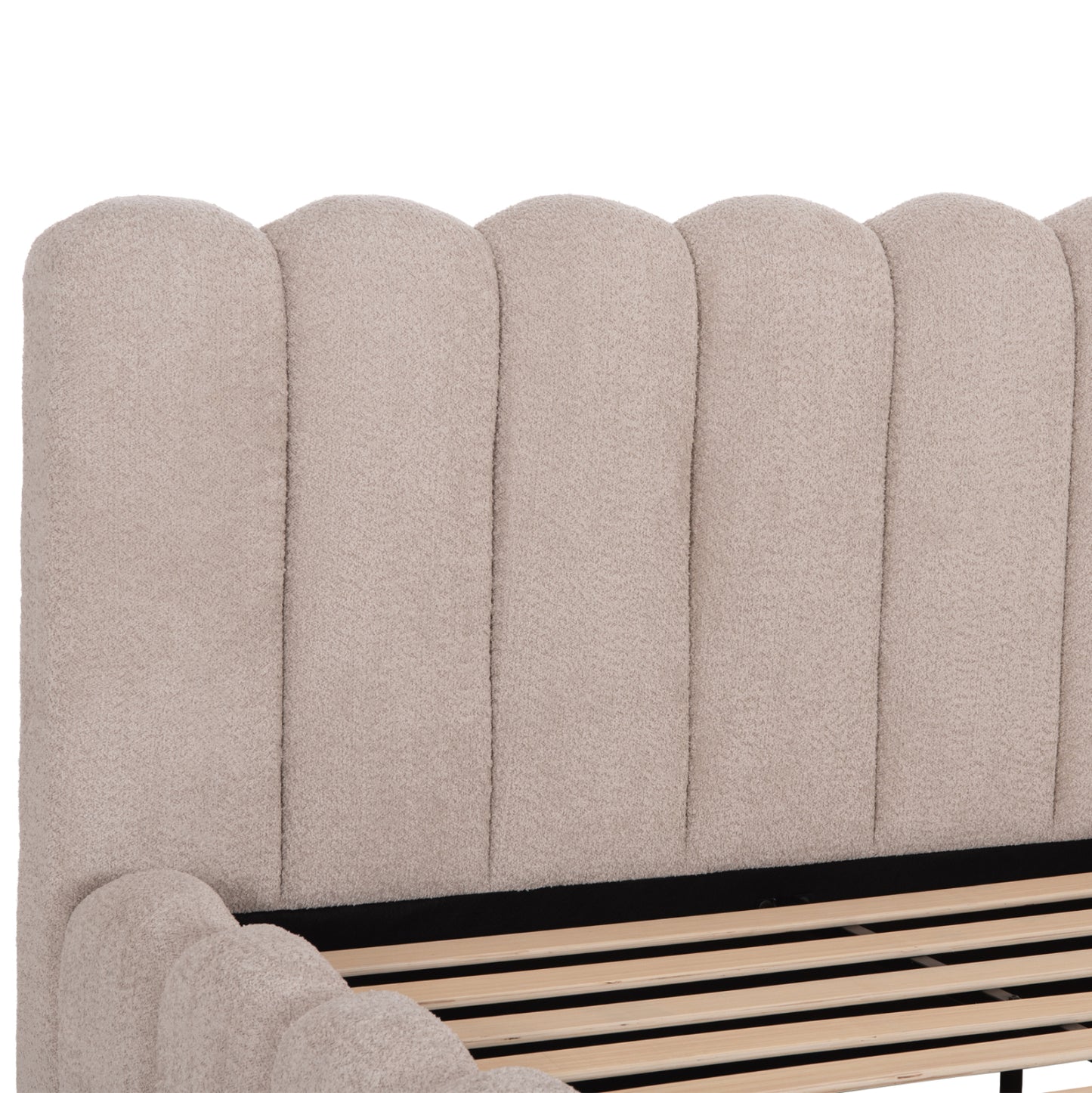 DOUBLE BED MARIUS HM759.03 BEIGE CHENILLE FABRIC--FOR MATTRESS 160x200cm.