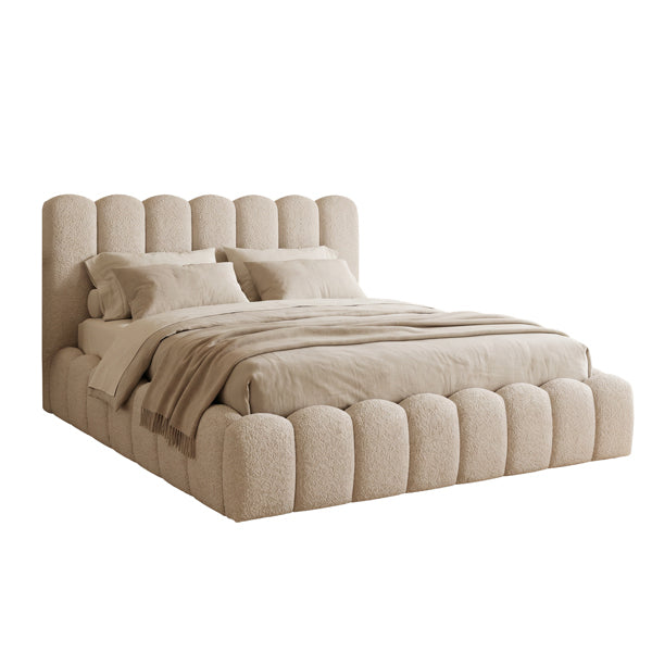 DOUBLE BED MARIUS HM759.03 BEIGE CHENILLE FABRIC--FOR MATTRESS 160x200cm.