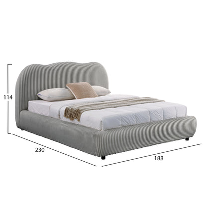 DOUBLE BED WITH STORAGE SPACE KALLY HM729.01 GREY FEAUX FUR FABRIC--MATTRESS 160x200cm.