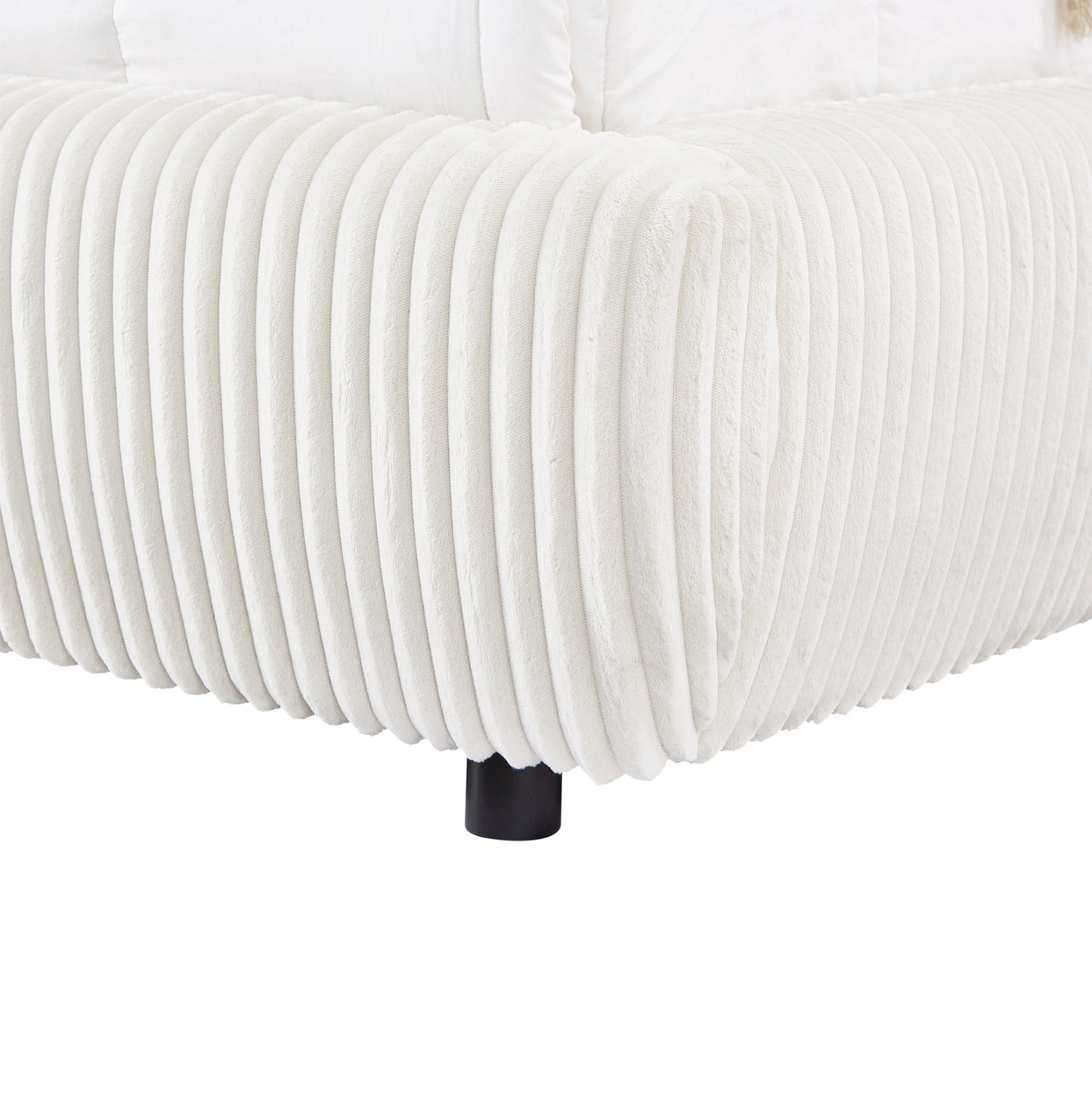 DOUBLE BED WITH STORAGE SPACE KALLY HM729.03 BEIGE FAUX FUR FABRIC--MATTRESS 160x200cm.