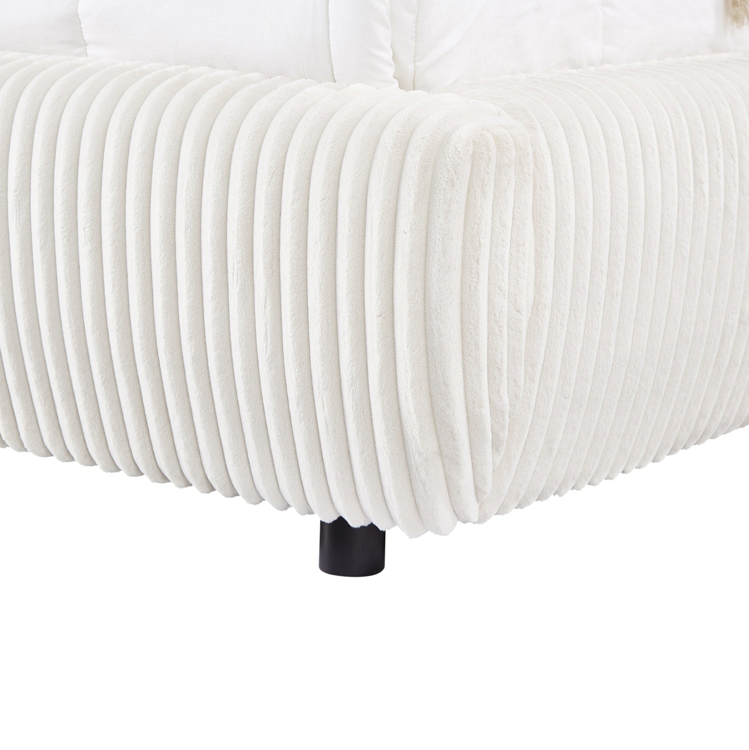 DOUBLE BED WITH STORAGE SPACE KALLY HM729.03 BEIGE FAUX FUR FABRIC--MATTRESS 160x200cm.