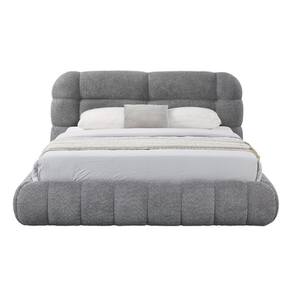 DOUBLE BED WITH STORAGE SPACE MOLEN HM730.01 GREY BOUCLE FABRIC--MATTRESS 160x200cm.