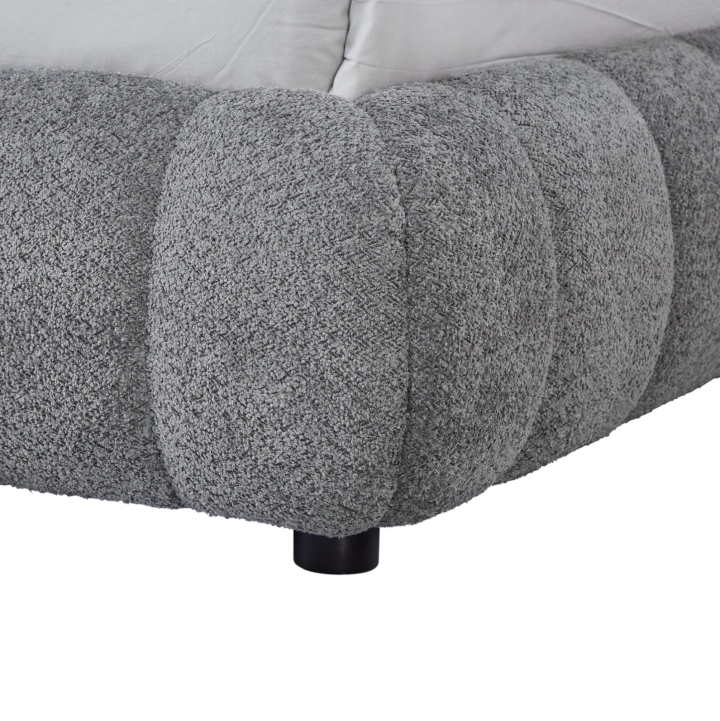 DOUBLE BED WITH STORAGE SPACE MOLEN HM730.01 GREY BOUCLE FABRIC--MATTRESS 160x200cm.