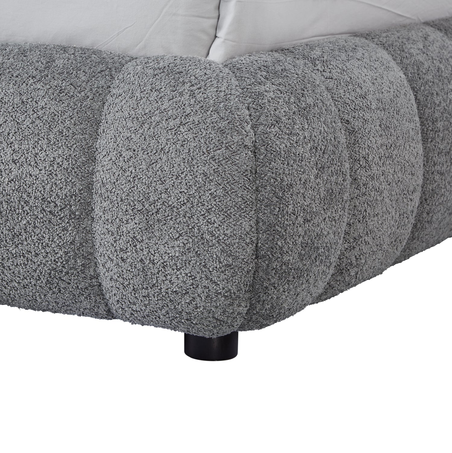 DOUBLE BED WITH STORAGE SPACE MOLEN HM730.01 GREY BOUCLE FABRIC--MATTRESS 160x200cm.