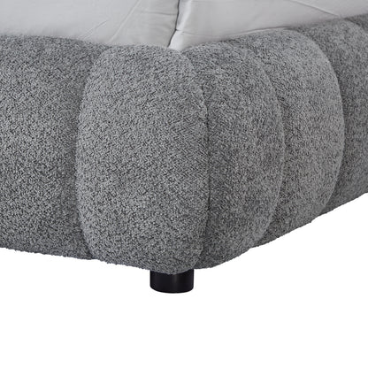 DOUBLE BED WITH STORAGE SPACE MOLEN HM730.01 GREY BOUCLE FABRIC--MATTRESS 160x200cm.