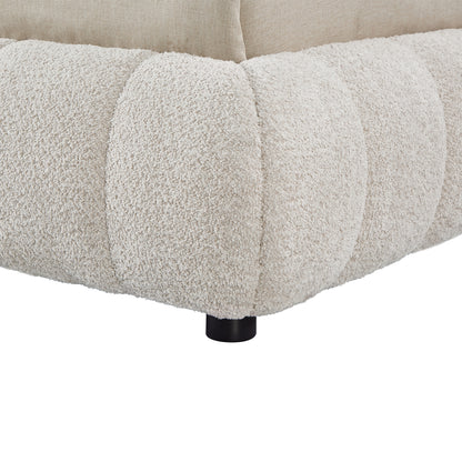 DOUBLE BED WITH STORAGE SPACE MOLEN HM730.03 BEIGE BOUCLE FABRIC--MATTRESS 160x200cm.
