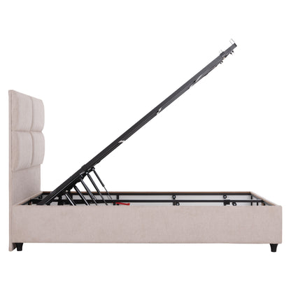 DOUBLE BED WITH STORAGE SPACE MILO HM622.32 BEIGE FABRIC--FOR MATTRESS 160x200cm