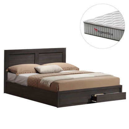 DOUBLE BED CAPRI WITH 2 DRAWERS & MATTRESS HM10759.01 MELAMINE ZEBRANO--FOR 140x200cm.
