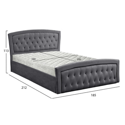 BED WITH MATTRESS & STORAGE SPACE ODELIA HM21279.01 GREY VELVET--FOR 160x200cm.