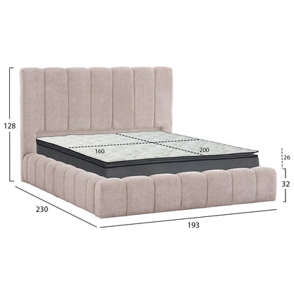 DOUBLE BED WITH MATTRESS & STORAGE SPACE REMO HM21167 BEIGE BOUCLE FABRIC--FOR 160x200cm.