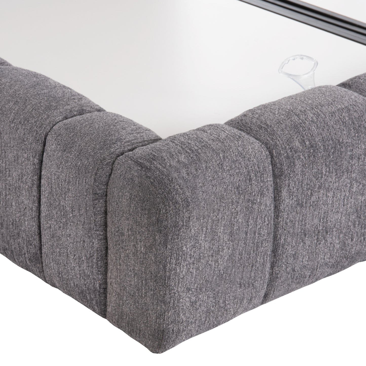 DOUBLE BED WITH MATTRESS & STORAGE SPACE RAMON HM21168 GREY BOUCLE FABRIC--FOR 160x200cm.