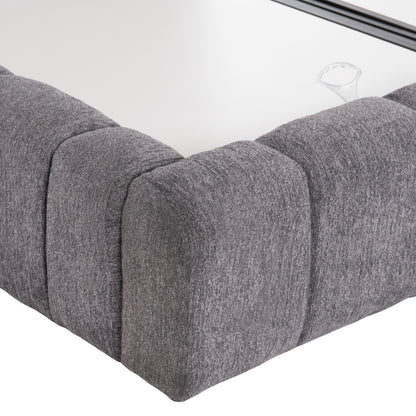 DOUBLE BED WITH MATTRESS & STORAGE SPACE RAMON HM21168 GREY BOUCLE FABRIC--FOR 160x200cm.