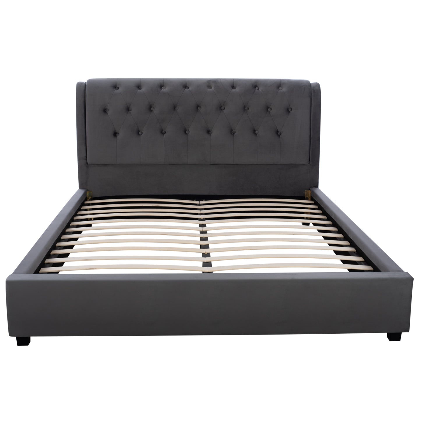 DOUBLE BED WITH MATTRESS ODALYS HM10748.11 VELVET IN GREY--FOR MATTRESS 150x200cm.