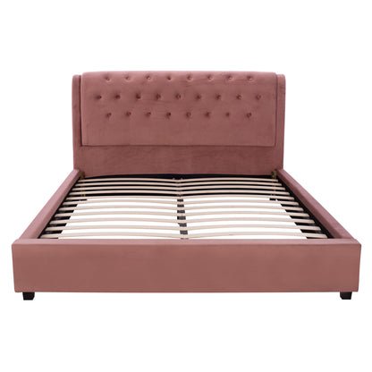 DOUBLE BED WITH MATTRESS ODALYS HM10748.12 VELVET IN DUSTY PINK--FOR MATTRESS 150x200cm.