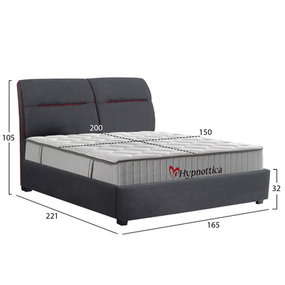 DOUBLE BED WITH MATTRESS KENDRA HM10762 GREY FABRIC--FOR MATTRESS 150x200cm.