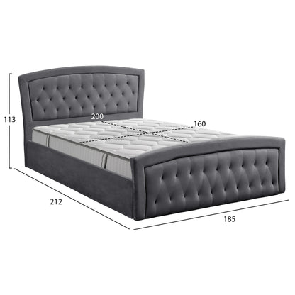 BED WITH MATTRESS & STORAGE SPACE ODELIA HM10766.01 GREY VELVET--FOR 160x200cm.