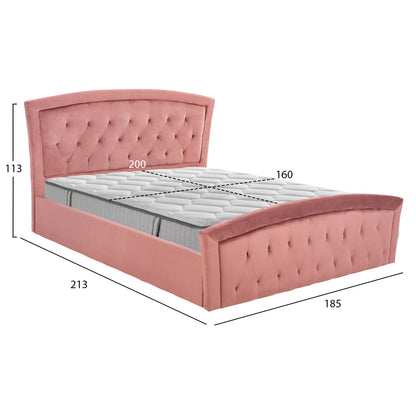 BED WITH MATTRESS & STORAGE SPACE ODELIA HM10766.02 DUSTY PINK VELVET--FOR 160x200cm.