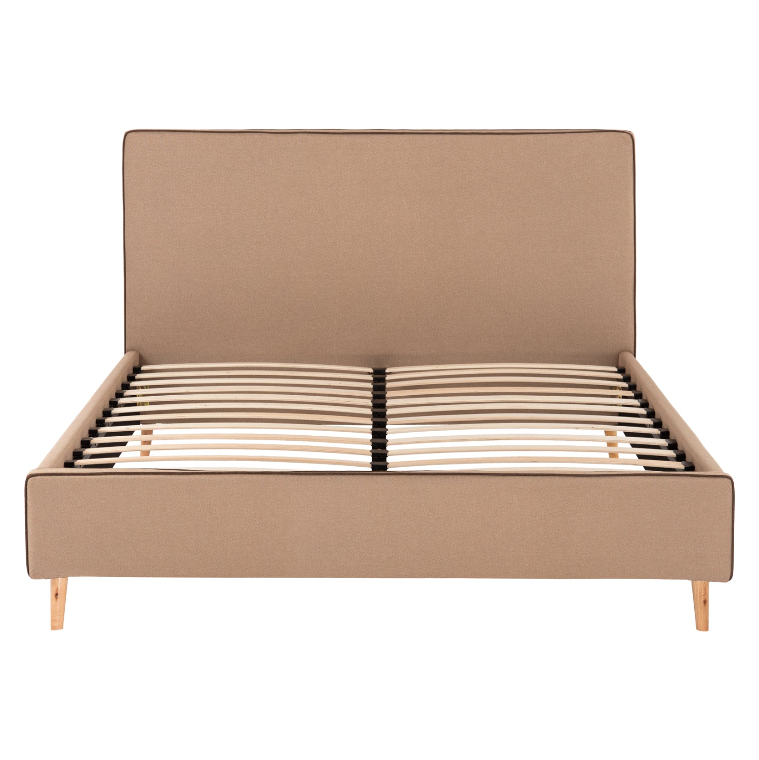 DOUBLE BED WITH MATTRESS INDRA HM10769.02 BEIGE FABRIC--FOR MATTRESS 160x200cm.