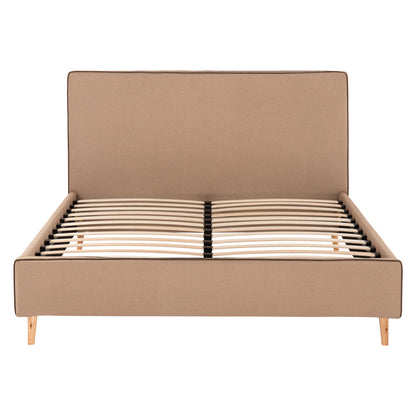 DOUBLE BED WITH MATTRESS INDRA HM10769.02 BEIGE FABRIC--FOR MATTRESS 160x200cm.
