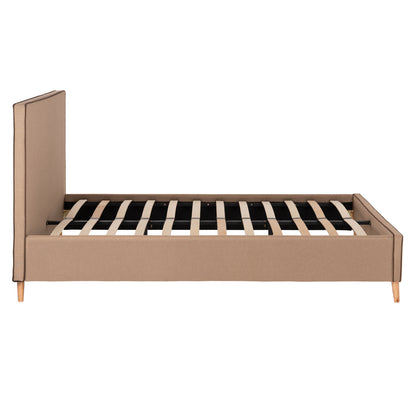 DOUBLE BED WITH MATTRESS INDRA HM10769.02 BEIGE FABRIC--FOR MATTRESS 160x200cm.