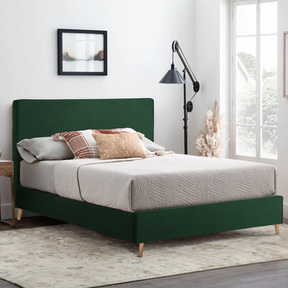 DOUBLE BED WITH MATTRESS INDRA HM10769.04 CYPRESS GREEN VELVET--FOR MATTRESS 160x200cm.