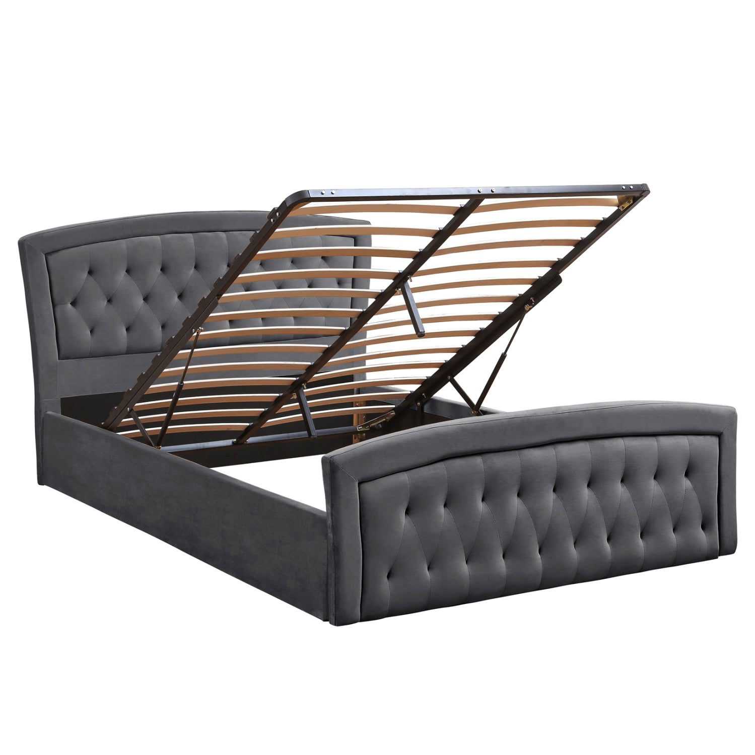 BED WITH MATTRESS & STORAGE SPACE ODELIA HM10806.01 GREY VELVET--FOR 160x200cm.