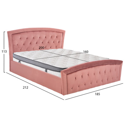 BED WITH MATTRESS & STORAGE SPACE ODELIA HM10806.02 DUSTY PINK VELVET--FOR 160x200cm.