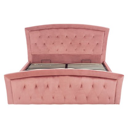 BED WITH MATTRESS & STORAGE SPACE ODELIA HM10806.02 DUSTY PINK VELVET--FOR 160x200cm.