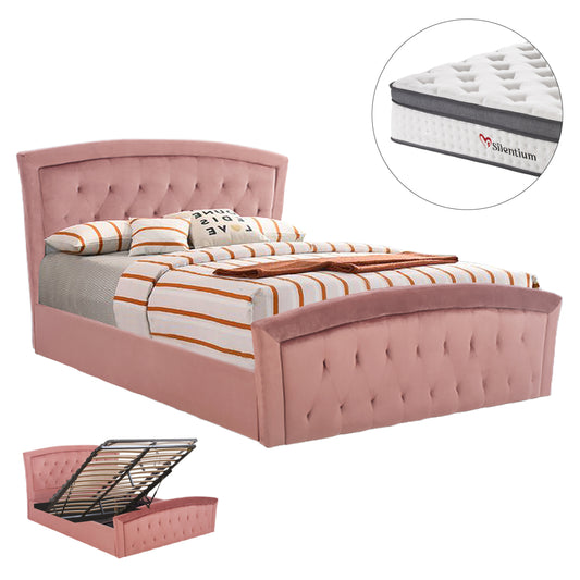 BED WITH MATTRESS & STORAGE SPACE ODELIA HM10806.02 DUSTY PINK VELVET--FOR 160x200cm.