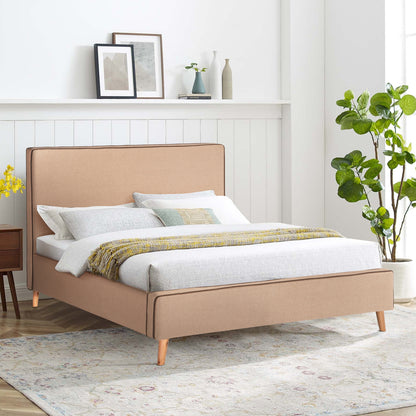 DOUBLE BED WITH MATTRESS INDRA HM10810.02 BEIGE FABRIC--FOR MATTRESS 160x200cm.