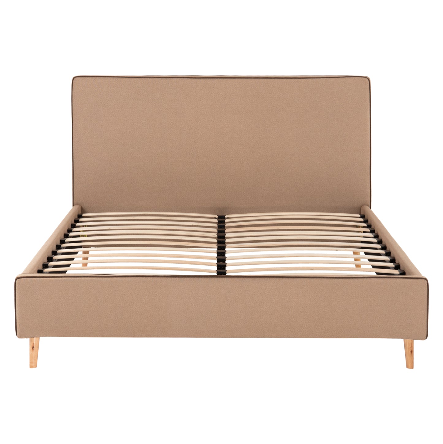 DOUBLE BED WITH MATTRESS INDRA HM10810.02 BEIGE FABRIC--FOR MATTRESS 160x200cm.