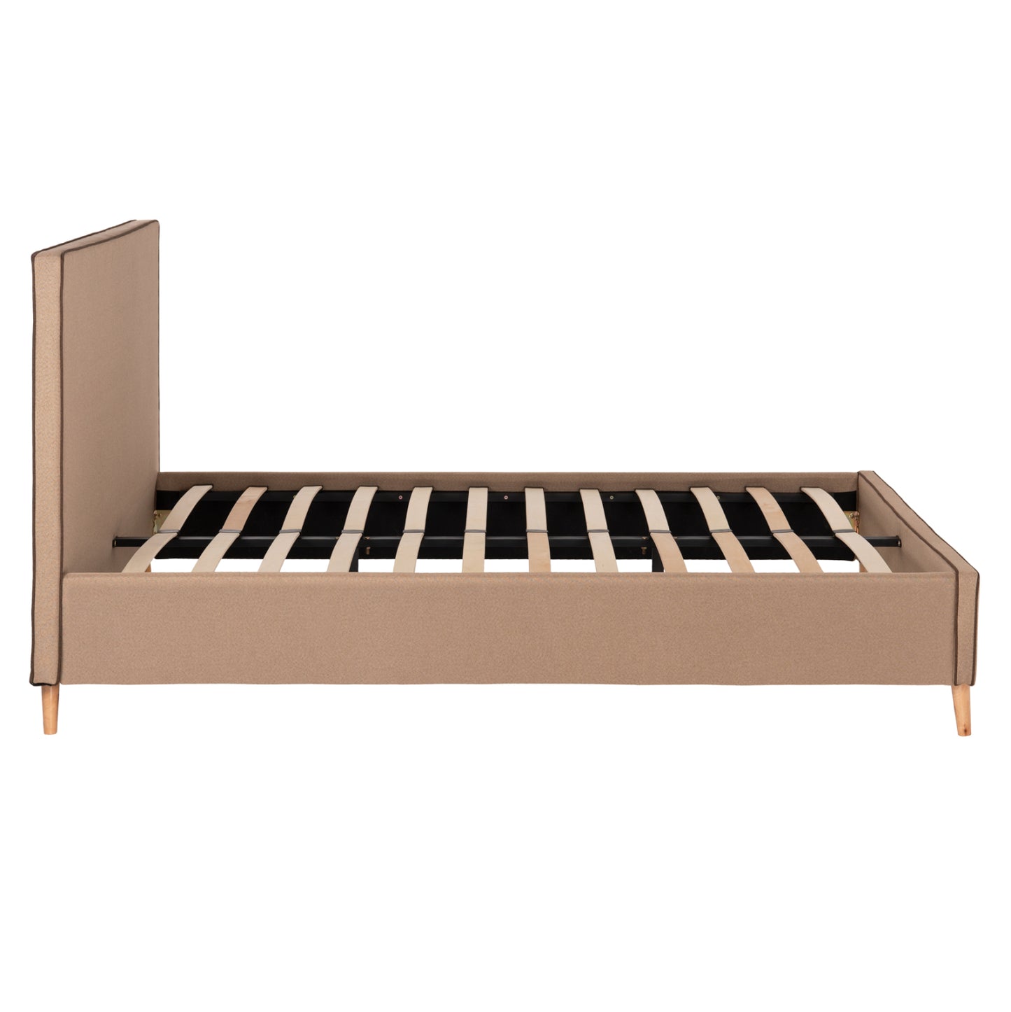 DOUBLE BED WITH MATTRESS INDRA HM10810.02 BEIGE FABRIC--FOR MATTRESS 160x200cm.