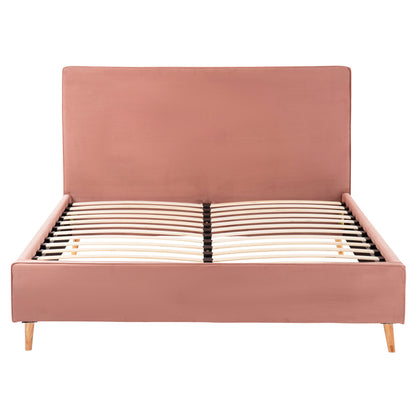 DOUBLE BED WITH MATTRESS INDRA HM10810.12 DUSTY PINK VELVET--FOR MATTRESS 160x200cm.