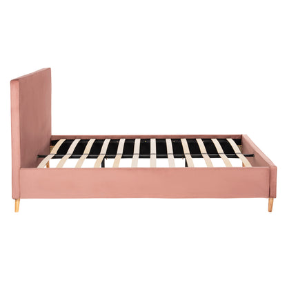 DOUBLE BED WITH MATTRESS INDRA HM10810.12 DUSTY PINK VELVET--FOR MATTRESS 160x200cm.