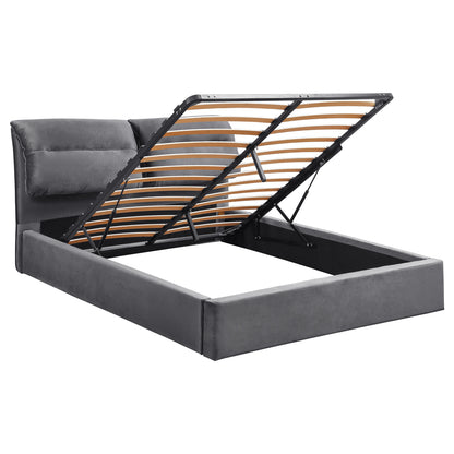 DOUBLE BED WITH MATTRESS KENDRA HM10720.01 GREY VELVET WITH STORAGE SPACE--FOR 160x200cm