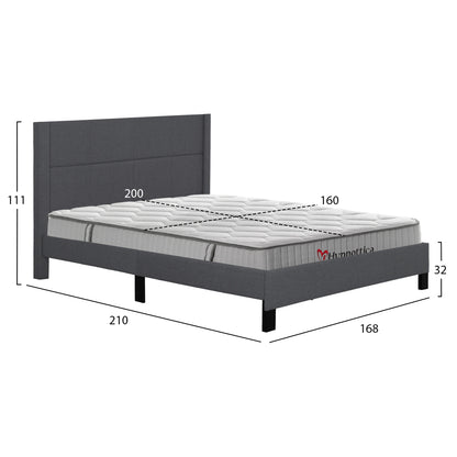 DOUBLE BED WITH MATTRESS TRILLOP HM10763.01 GREY FABRIC--FOR 160X200cm.