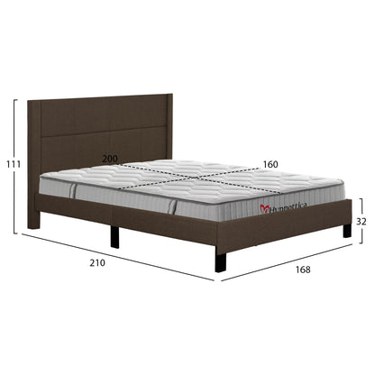 DOUBLE BED WITH MATTRESS TRILLOP HM10763.02 BROWN FABRIC--FOR 160X200cm.