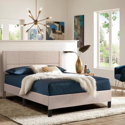 DOUBLE BED WITH MATTRESS TRILLOP HM10763.03 BEIGE FABRIC--FOR 160X200cm.