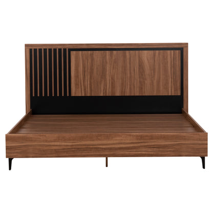 DOUBLE BED WITH MATTRESS HARRY HM10764 MELAMINE IN NATURAL WOOD COLOR & BLACK--FOR 160x200cm