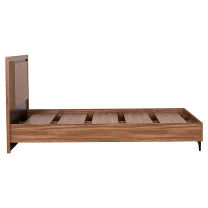 DOUBLE BED WITH MATTRESS HARRY HM10764 MELAMINE IN NATURAL WOOD COLOR & BLACK--FOR 160x200cm