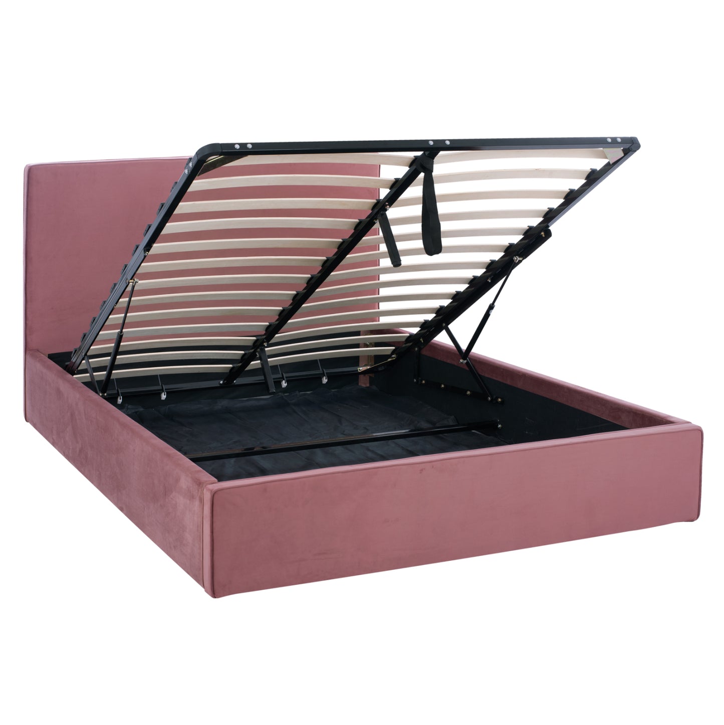 DOUBLE BED WITH MATTRESS ALLIE HM10768.02 DUSTY PINK VELVET-WITH STORAGE SPACE--FOR 160x200cm.