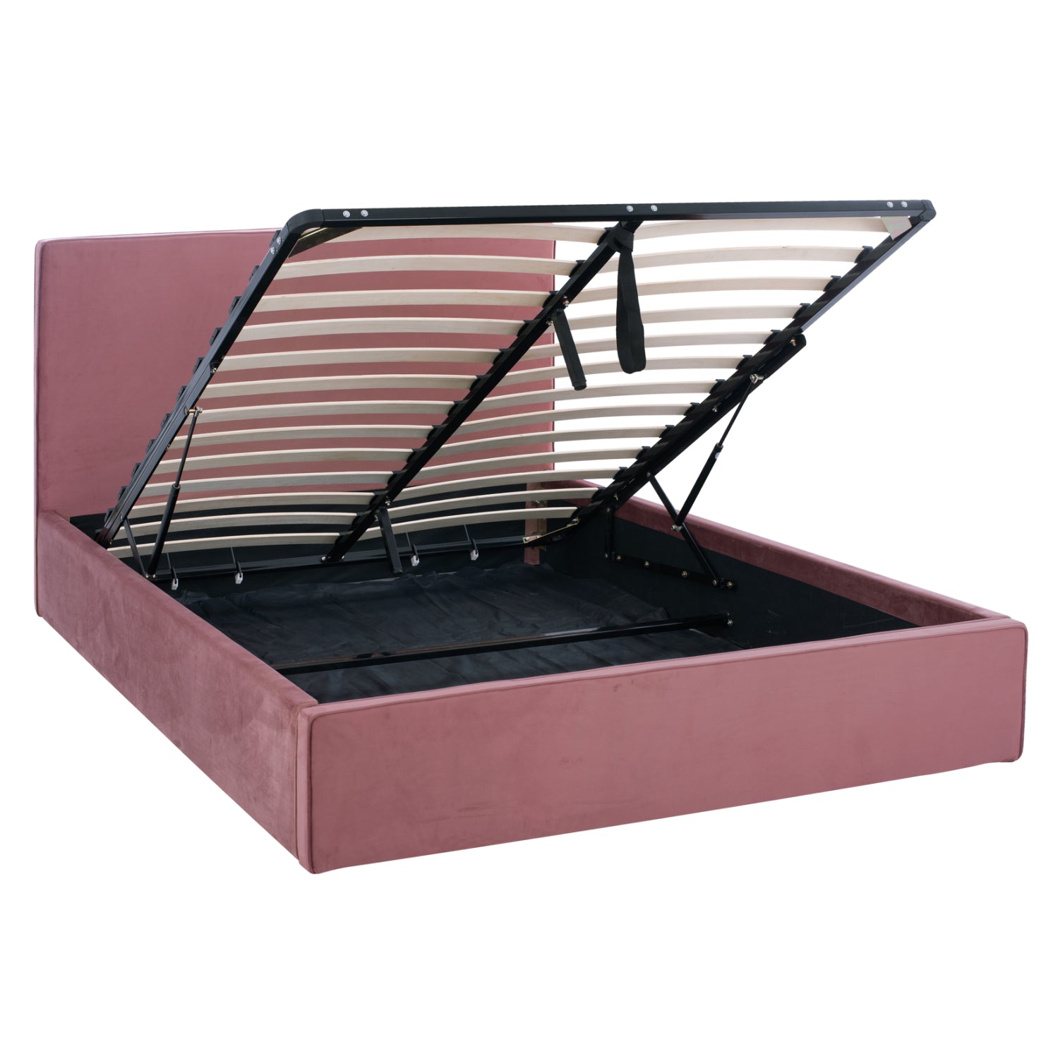 DOUBLE BED WITH MATTRESS ALLIE HM10768.02 DUSTY PINK VELVET-WITH STORAGE SPACE--FOR 160x200cm.