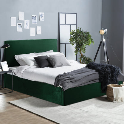 DOUBLE BED WITH MATTRESS ALLIE HM10768.03 CYPRESS GREEN VELVET-WITH STORAGE SPACE--FOR 160x200cm.