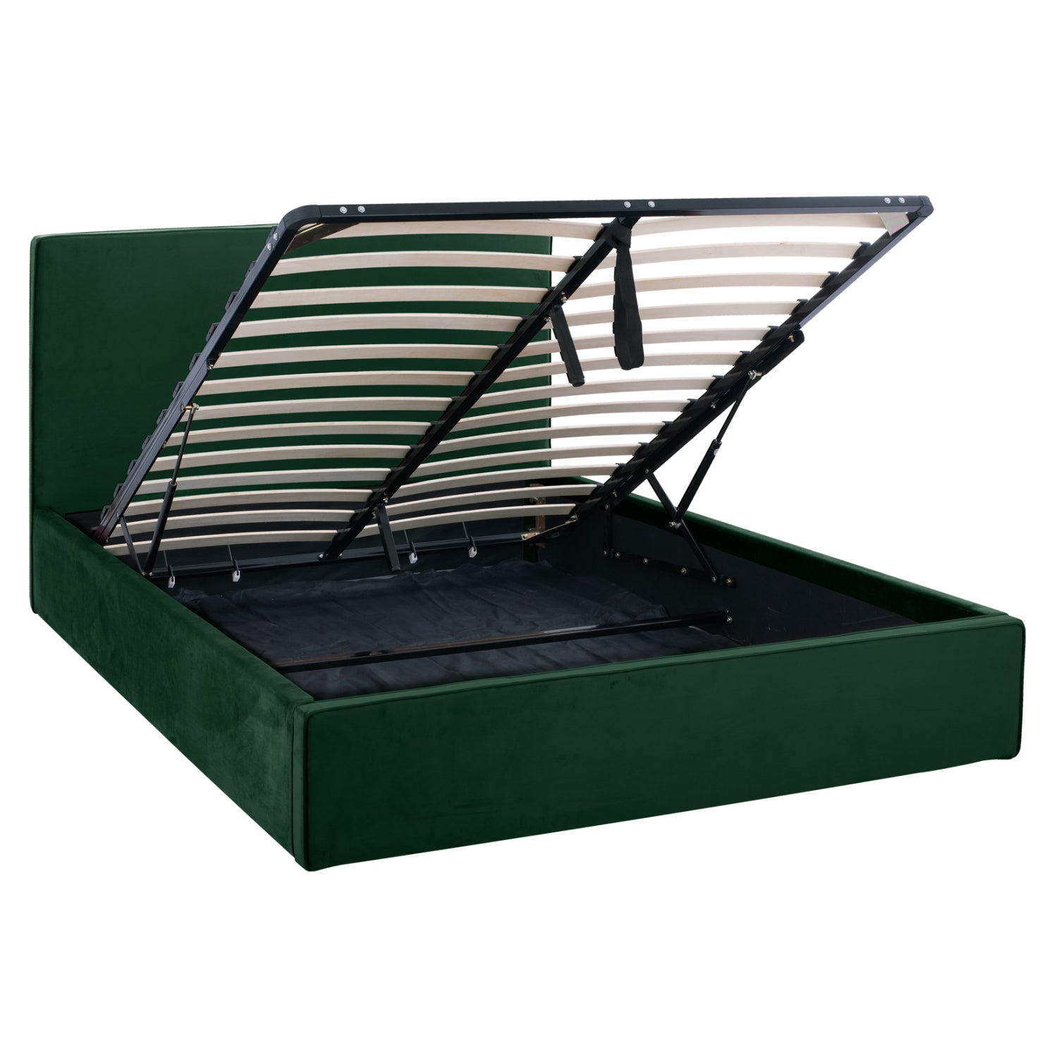 DOUBLE BED WITH MATTRESS ALLIE HM10768.03 CYPRESS GREEN VELVET-WITH STORAGE SPACE--FOR 160x200cm.