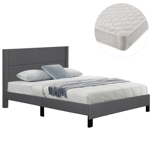 DOUBLE BED WITH MATTRESS TRILLOP HM21202.12 GREY FABRIC--FOR 160X200cm.