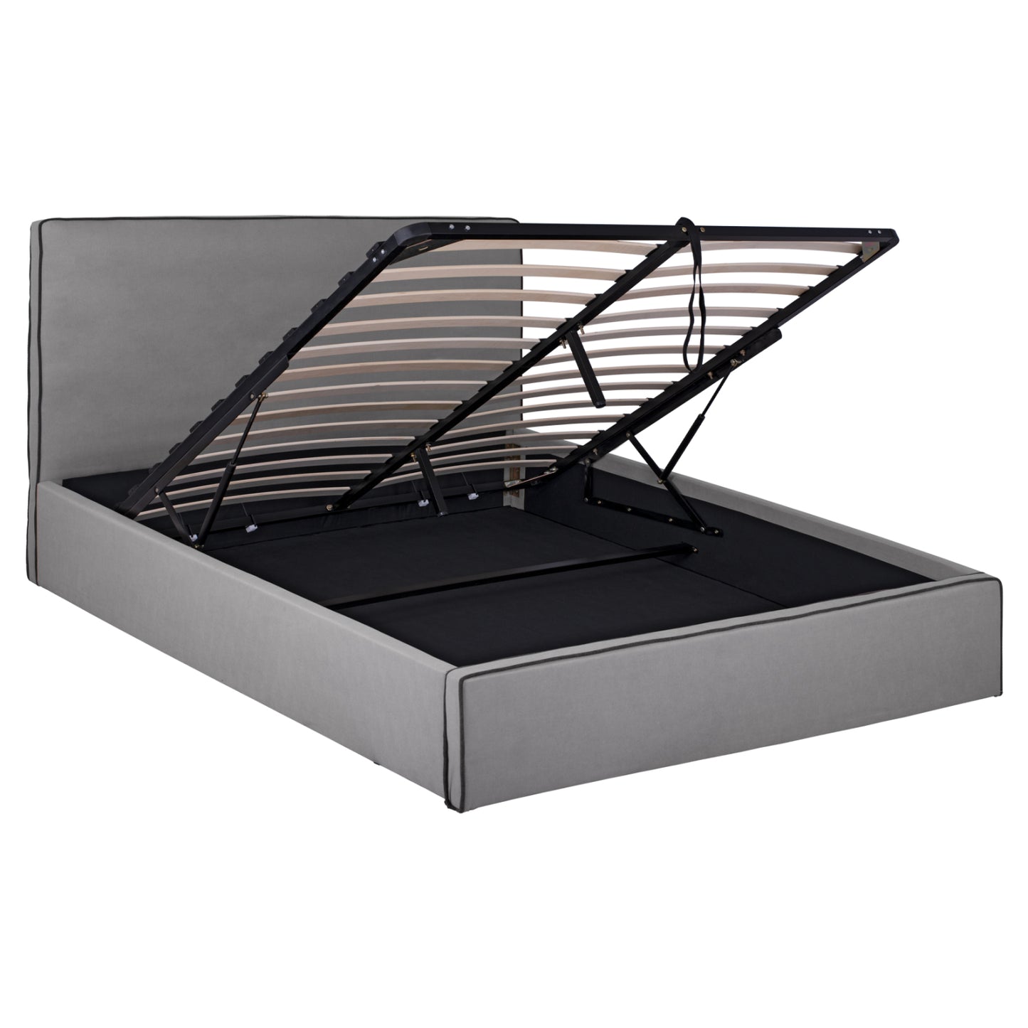 DOUBLE BED WITH MATTRESS ALLIE HM21273.01 GREY FABRIC WITH STORAGE SPACE--FOR 160x200cm.